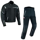 Zweiteilige Motorradkombi Herren Motorrad Textil kombi Biker Motorrad Touring Jacke und Hose Schwarz Herren 2-teiler mit Protektoren Motorradanzug Textilien Motorradjacke & Motorradhose (BLACK, 2XL)