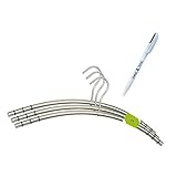 6 Stück Designer Kleiderbügel aus Edelstahl + DIES&DAS Kugelschreiber im Wert von 2,90 rostfrei matt gebürstet rutschfest mit 6 Stk. antirutsch Silikon- Gummiringen im Schulterbereich Garderobenbügel in einem sehr schönem Design Anti- Rutsch Bügel Edelstahl von DIES&DAS