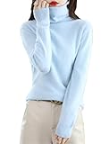 Winter Nerz Kaschmir Pullover Damen Casual Solid Pullover Sweater Basic Lose Rollkragen Pullover Bluse Tops, hellblau, M