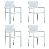 BaraSh Gartenstühle 4 STK. Weiß Kunststoff Rattan-Optik Outdoor Chair Hochlehner Gartenstuhl Klappstuhl Aus