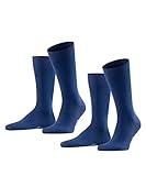 FALKE Herren Socken Happy Double Pack M So Baumwolle einfarbig 2 Paar, Blau Royal Blue 6000, 43-46