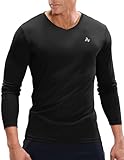 Nepest Herren Athletic Quick Dry UPF 50+ Langarm-Shirt, V-Ausschnitt, Fitnessstudio, Aktiv-T-Shirt, Feuchtigkeits-Leistung, Workout-Shirts, Schwarz, Mittel