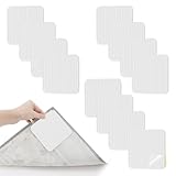 GlasFlength Teppich Antirutschunterlage, 12 Stück Antirutschmatte für Teppich Vacuum Tech Anti Rutsch Teppichunterlage Antirutsch Teppichstopper Anti-Curling Teppichgreifer Antirutschmatte Pads (Weiß)