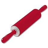 Original Kaiser Original Kaiserflex Red Teigroller Silikon 49 x 6,5 cm, Nudelholz Silikon mit Metallkern, ergonomische Griffe, hitzebeständig bis 200°C, rot