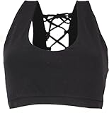 GURU SHOP Goa Psytrance Bikini Top, Bra Top, Pixi Yoga Top, Schwarz, Baumwolle, Size:L (40)