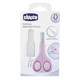 Chicco Nagelschere für Babys und Kinder, Edelstahl-Babyschere mit gebogenen Klingen und abgerundeten Spitzen, Schutzhülle, rutschfester Gummigriff - Babyzubehör für Neugeborene ab 0 Monaten