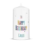 GRAVURZEILE Bedruckte Kleine Kerze - Geburtstagskerze Happy Birthday - Personalisiert mit Name & Alter - brilliant bedruckte Kerze - Geschenk für Mädchen & Jungen zum Kinder Geburtstag