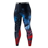 Kompressionshose Herren, Funktionsunterwäsche Sport Leggings für Herren, Laufhose Unterhose Lang Strumpfhose Fitness Tights mit Taschen/Ohne Tasche für Laufen Radfahren Basketball