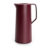 Emsa N41702 Motiva Isolierkanne | 1 Liter | Quick-Press-Verschluss | 12h heiß, 24h kalt | Glaskolben | Made in Germany | Nordisches Design | Weinrot