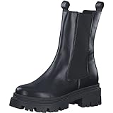 Tamaris Damen Chelsea Boots, Frauen Stiefeletten,Wechselfußbett,Bootee,Booties,halbstiefel,Kurzstiefel,uebergangsschuhe,Black Leather,39 EU