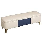 Aufbewahrungskiste aus weichem Nappaleder für Decken und Schuhe, stilvolle Sitztruhe für Schlafzimmer und Eingangsbereich, Weiß, 60 x 40 cm, platzsparender Nizer