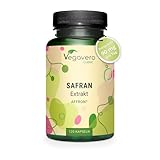 Safran Kapseln | 30 mg Affron® Safranextrakt (3:1) aus Spanien | 3,5% Safranal & Crocin | Vegan & Ohne Zusätze | Deutsche Produktion von Vegavero® | 120 Stück