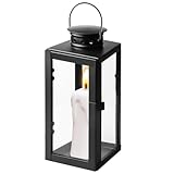 Laterne Schwarz: 24cm Metall Laternen für Kerzen Deko, Outdoor Grablaterne, Metall Deko Kerzenlaterne Friedhof Kerze Wetterfest für Outdoor Wänden Wohnzimmern Tischen Bars Studios Veranden