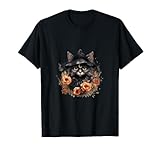 Boho-Hexenhut, schwarze Katze, Retro-Stil, Mondphasen, Vintage T-Shirt