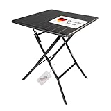 Lemodo Klapptisch mit Tischplatte in schwarzer Holz-Optik, Balkontisch 62 x 62 cm (L x B) | Beistelltisch bis zu 40 kg belastbar, Gartentisch, robuster Plastiktisch