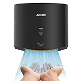 AIKE Air Wiper Kompakt Händetrockner, Hochgeschwindigkeit, 1400W 220V, Stecken & Loslegen, Papierlos & Berührungslos für Öffentliche Toiletten, AK2630S (Schwarz)