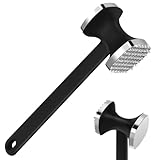 ZMREN Fleischklopfer, Doppelseitiger fleischklopfer aus Edelstahl, Schnitzelklopfer fleischzartmacher mit rutschfestem Griff, Fleischhammer für Steak, Huhn, Schwein, Spülmaschinenfest