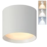 HCFEI Aufbauspot weiß - extra flach & schwenkbar - Ø85x70mm - Aufputz Spots Decke inkl. 5W LED Modul 230V 3000K/4000K/6500K - Deckenspots, Aufbaustrahler, Aufputz Deckenstrahler (Schwarz, 1er Set)