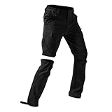 Wanderhose Herren Zip Off Abnehmbar Trekkinghose,Atmungsaktiv Cargohose Sommer Outdoor Hosen für Herren Arbeit Hosen Wasserdicht & Schnelltrocknend Funktionshose mit Taschen für Wandern, Camping