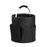 Wooha Garten-Werkzeug-Organizer, 17 l, faltbare Werkzeugtasche, faltbarer Werkzeug-Organizer, Outdoor, Camping, Garten, Erntekorb, Gartenwerkzeug-Organizer (schwarz)