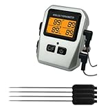 Baeroprki Tuya 100M Kabelloses Fleisch- und Lebensmittelthermometer, Küchenkochwerkzeug, Backofen, Grill, Grill, Bluetooth-Temperaturmessgerät (Silber), Langlebig, Einfache Installation
