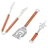Yzzthumss 3 PCs Accessoire Edelstahlgrill -Besteckset mit Holzgriffen - Inkluden Spatel, und Fleischgabel