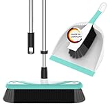 Rival Kehrgarnitur & Besen Set türkis – Kehrblech mit Handbesen & Besen mit Teleskopstiel – Kehr-Set mit Besatz aus Rosshaarmischung – Kehrschaufel mit Handfeger & Kehrbesen für Innen & Außen