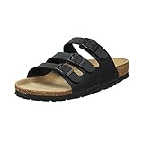 Rohde Damen, Frauen, Klassische Sandalen, Sandalen,Pantoletten,Sommerschuhe,Hausschuhe,Kork-fußbett,SCHWARZ,38 EU / 5 UK