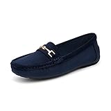 DREAM PAIRS Damen Loafer Bequeme Mokassins Slippers Damen Niedrige Schuhe Faltbare Klassische Loafer Blue-Suede 40 (EUR) SDLS2205W-NEW-E