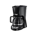 Russell Hobbs Kaffeemaschine [Digitaler Timer, Brausekopf für optimale Extraktion&Aroma] Textures+ (1 bis12 Tassen, 1,25l Glaskanne, Warmhalteplatte, Tropf-Stopp) Filterkaffeemaschine 22620-56