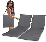 Intimo Living® 2er Set Strandmatte mit Verstellbarer Rückenlehne – Ultraleichte, Faltbare Sonnenliege mit Komfortschaum & Tasche – Ideal für Strand, Garten & Camping – Grau