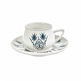 KARACA Iznik New Form Kaffeeservice Fur 6 Personen, 100ml 6x Espressotasse und 6x Untertasse, Robuste Mokkatasse, Dicker Trinkrand, Espressotassen, Porzellan