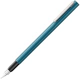 Lamy cp1 aquamarine Füller – minimalistischer Füllfederhalter in elegantem Gehäuse aus Ganzmetall – mit abgefedertem Edelstahl-Clip & Stahlfeder in Strichbreite M – inkl. Tintenpatrone T 10 blau