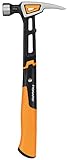 Fiskars Klauenhammer IsoCore M zum Einschlagen der Nägel, Länge: 34 cm, Gewicht: 0,82 kg, Schwarz/Orange, 1020213