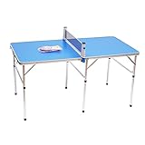 BAOCHADA PingPong Tisch Klappbare Tischtennisplatte Unisex Kind&Erwachsener, Tischtennistisch mit Tischtennisnetz, 2 Schläger, 3 Bälle, Tragbarer Ping Pong Tisch 152x76x76CM