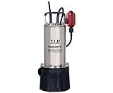 T.I.P. Drain 6000/36 Edelstahl-Tauchdruckpumpe, 950 W Klarwasser-Pumpe mit 6.000 l/h Förderleistung, 34 m Förderhöhe (3,4 bar), 10 m Kabel, 7 m Eintauchtiefe, für Zisterne, Garten, Haus & Bewässerung