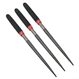 3 kleine Stahlfeilen einschließlich flacher und runder Formen zum Schnitzen, Feilen und Basteln auf gehärtetem Stahl für Steinglas und Fliesenmaterialien (runde Feile)