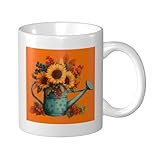 Gießkanne mit Sonnenblumen, Keramikbecher, eleganter Kaffeebecher, Tee, Trinkgeschirr, Wasserbecher für Zuhause, Büro, 325 ml