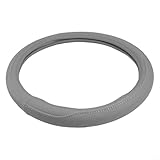 Niceminiwall Lenkradbezug aus Leder, perforiert, Patchwork, rutschfest, atmungsaktiv, für die meisten Fahrzeuge, passend für 36,8 cm bis 38,1 cm Durchmesser (grau)