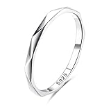 Milacolato 925 Silber Ring Für Damen Mädchen, 18 Karat Weißgold Vergoldetes Sterling Silberring Bandringe, 1,13mm Verlobungs Versprechen Fingerring 57 Halbdiamant-Schneidring