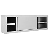 Festnight Wandh?ngeschrank mit Schiebetüren Gastro H?ngeschrank Wandschrank Schrank Küchenschrank Oberschrank 150×40×50 cm Edelstahl