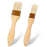 2 Stück Backpinsel Set Naturborsten BBQ-Bürsten Buchenholz-Griff Küchenpinsel Ölpinsel Lebensmittelpinsel Butterpinsel Grillpinsel für Sauce Eieraufstrich Marinade