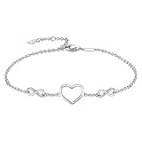 Epoch World 925 Sterling Silber Armband Infinity Armband Silber Armbänder Unendlichkeit Herz Armband Verstellbarer Charm Armkettchen Unendlichkeitszeichen Armband für Damen Frauen Mädchen