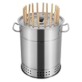 Yidubid Rauchfreier Barbecue Holzkohlegrill Mit 20 Spießen, Edelstahl BBQ Grill Mesh Barrel Mit Grillzubehör Set Für Picknick, CampingSilver,1