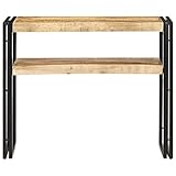 ULUYYUC Camping Tisch Gartentisch Wetterfest Betttisch Laptoptisch - Konsolentisch 90x30x75 cm Raues Mangoholz für Balkon Garten Schlafzimmer Wohnbereich