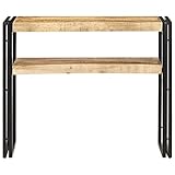 ULUYYUC Camping Tisch Gartentisch Wetterfest Betttisch Laptoptisch - Konsolentisch 90x30x75 cm Raues Mangoholz für Balkon Garten Schlafzimmer Wohnbereich