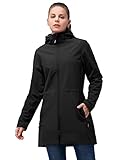 33,000ft Softshelljacke Damen Lange Übergangsjacke Wasserdicht Winddicht Softshellmantel Windbreaker Atmungsaktiv Wanderjacke Outdoor Mantel mit Abnehmbarer Kapuze Schwarz L