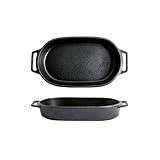 Dh2yjnbf3 Auflaufform Ofen-Spezialgericht, Doppelohr-Keramik-Backform, Käse-gebackener Reisteller, kreative kommerzielle Mikrowellen-Backform Lasagne Auflaufform(38.5cm)