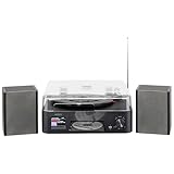 Reflexion Plattenspieler mit Lautsprecher & WLAN | Retro HiFi Anlage mit DAB+, Internetradio, Bluetooth, CD, USB-MP3 Aufnahme, Farbdisplay, Wecker & Sleep-Timer – Komplettsystem inkl. Fernbedienung