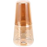 Mikikit Hitzebeständige Wasserkaraffe 800 Ml aus Glas mit Zapfhahn und Becher Trinkwasserspender für Zuhause und Nachttisch Champagnerfarben Kältebeständig und Verschleißfest